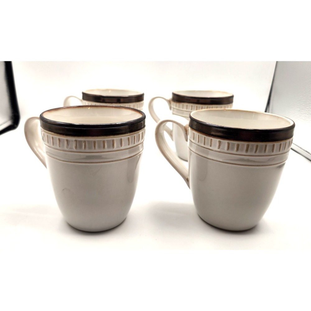 Food Network Biscotti White  Mug Stoneware Coffee Tea Cups Set Of 4 Retired